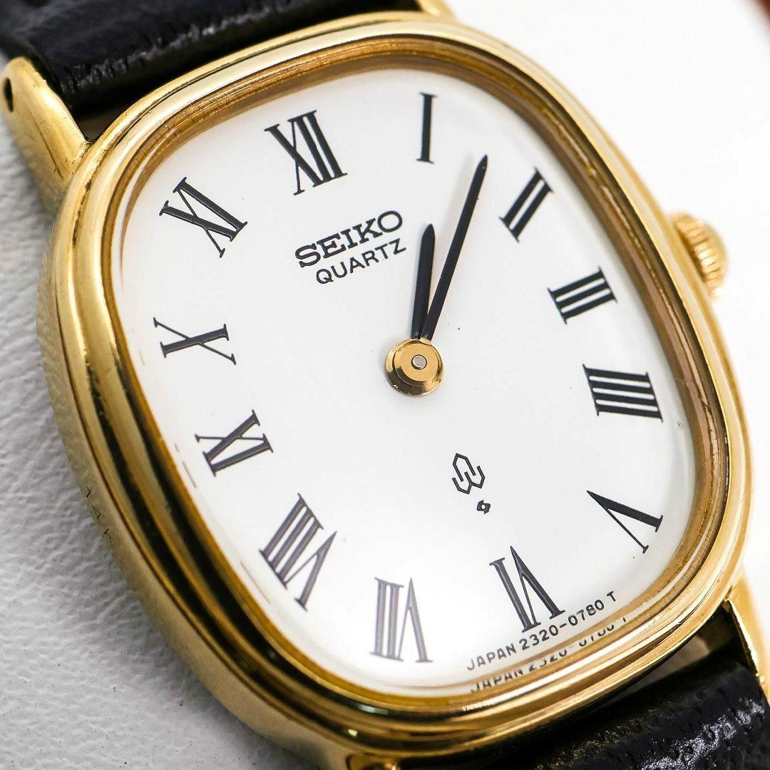 稼働 SEIKO 腕時計 14金 アンティーク 水晶マーク ローマン 858