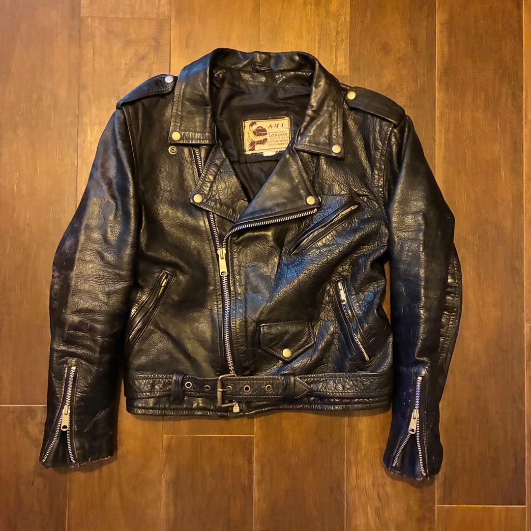 80s vintage A.M.I LONDON ダブルライダースジャケット