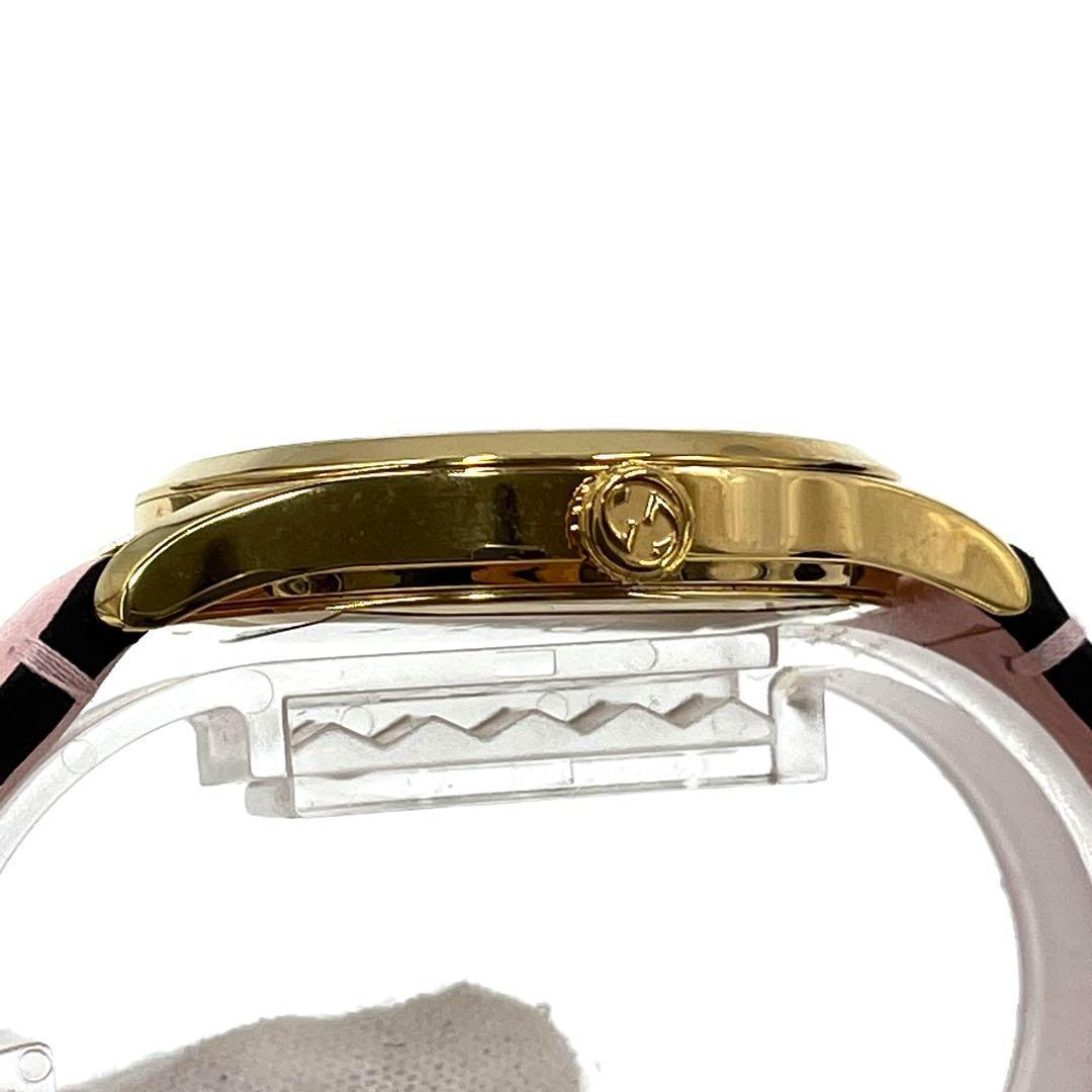 【極美品】グッチ Gタイムレス 4キャットヘッド イエローゴールドPVD ピンク