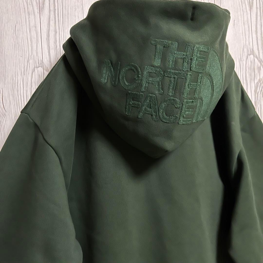 タグ付◆ノースフェイル　フーディジップスウェットパーカー　L　緑　フード飾り
