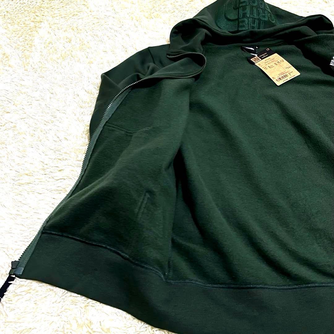 タグ付◆ノースフェイル　フーディジップスウェットパーカー　L　緑　フード飾り