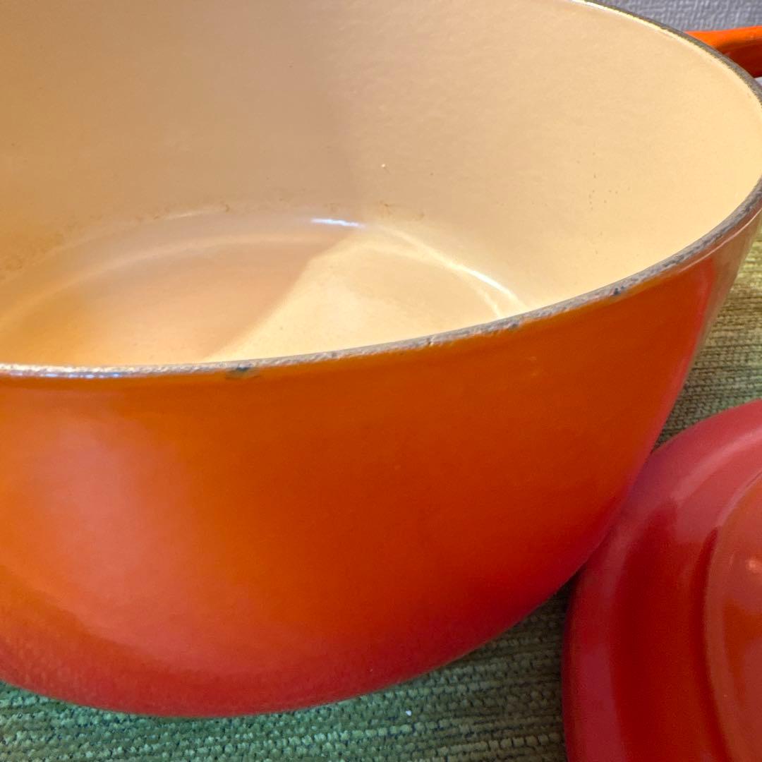 LE CREUSET ル・クルーゼ オレンジ 鋳鉄製 両手鍋 24cm