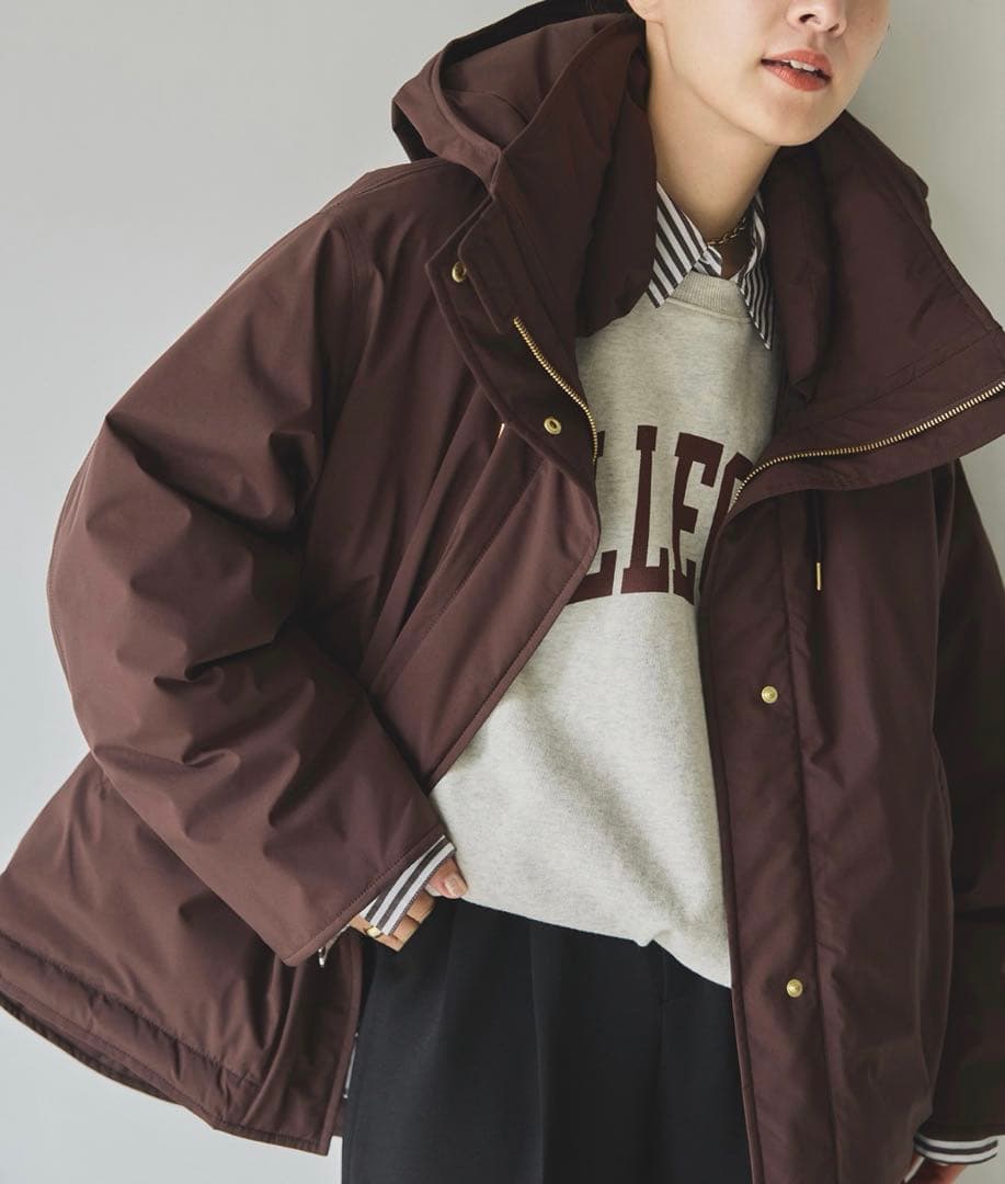 Spick&span 2WAY撥水ダウンハーフコート　36 ブラウン