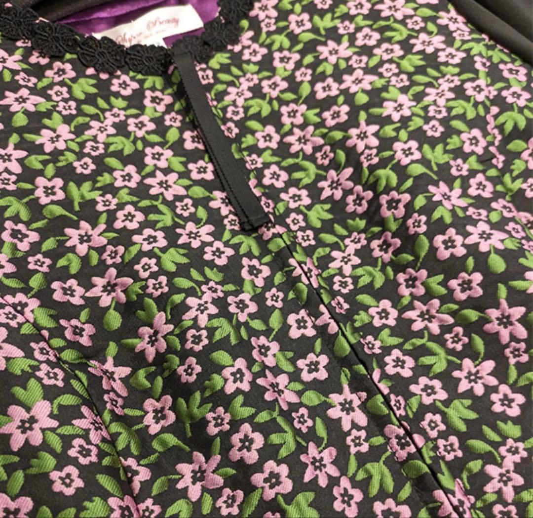 新品タグ付き　スーパービューティー☆ 花柄ジャガード織の袖切替ワンピース