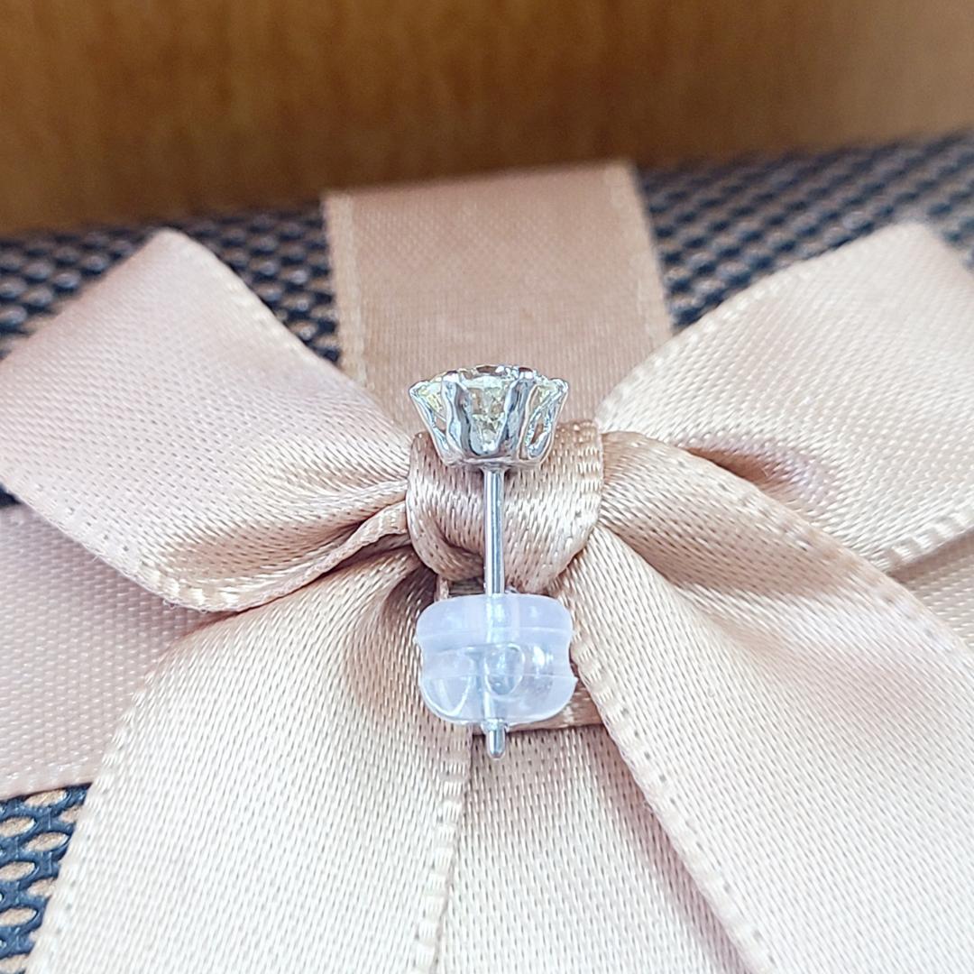 透明！ギラギラ！激安！0.447ct ダイヤモンド SI1プラチナ 片耳ピアス