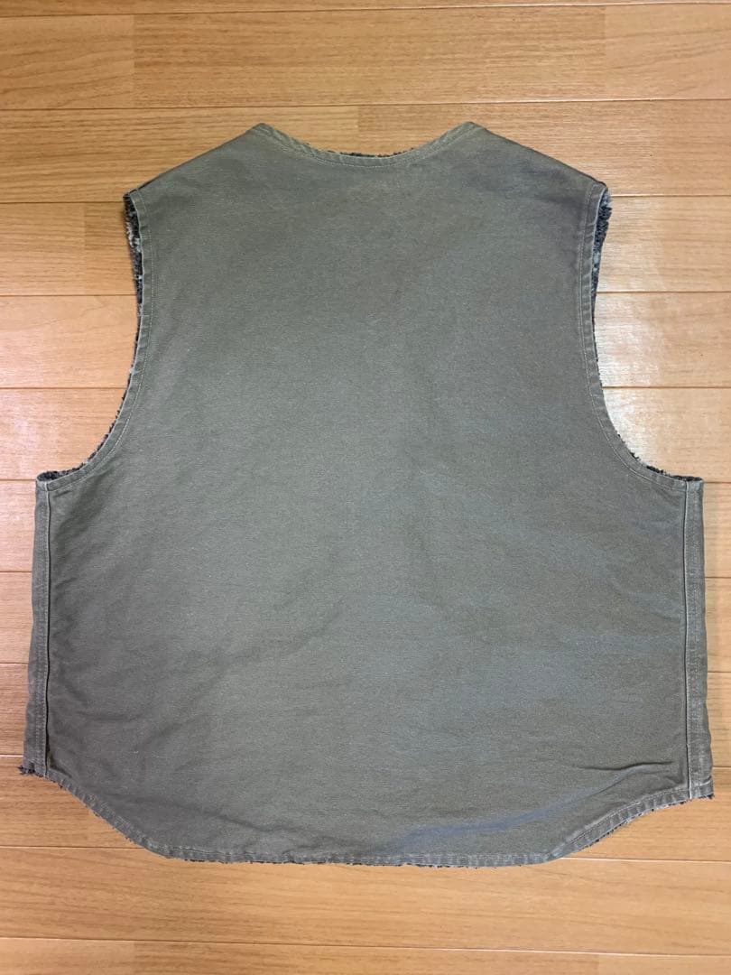 USA Carharttダック地ベスト 裏地ネイティブ柄 ボア ライナーXL