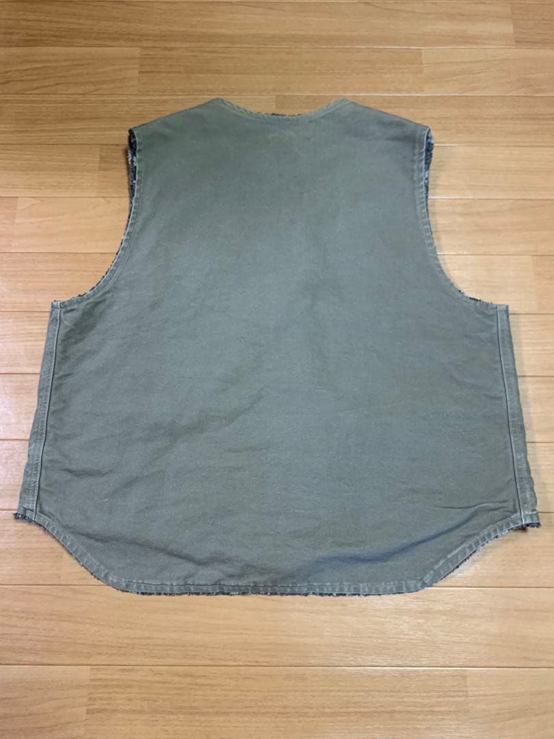 USA Carharttダック地ベスト 裏地ネイティブ柄 ボア ライナーXL