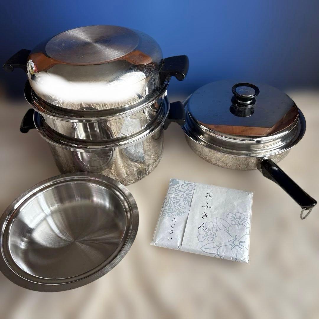 アムウェイ　6Lシチューパンセット　大フライパンセット　花ふきん