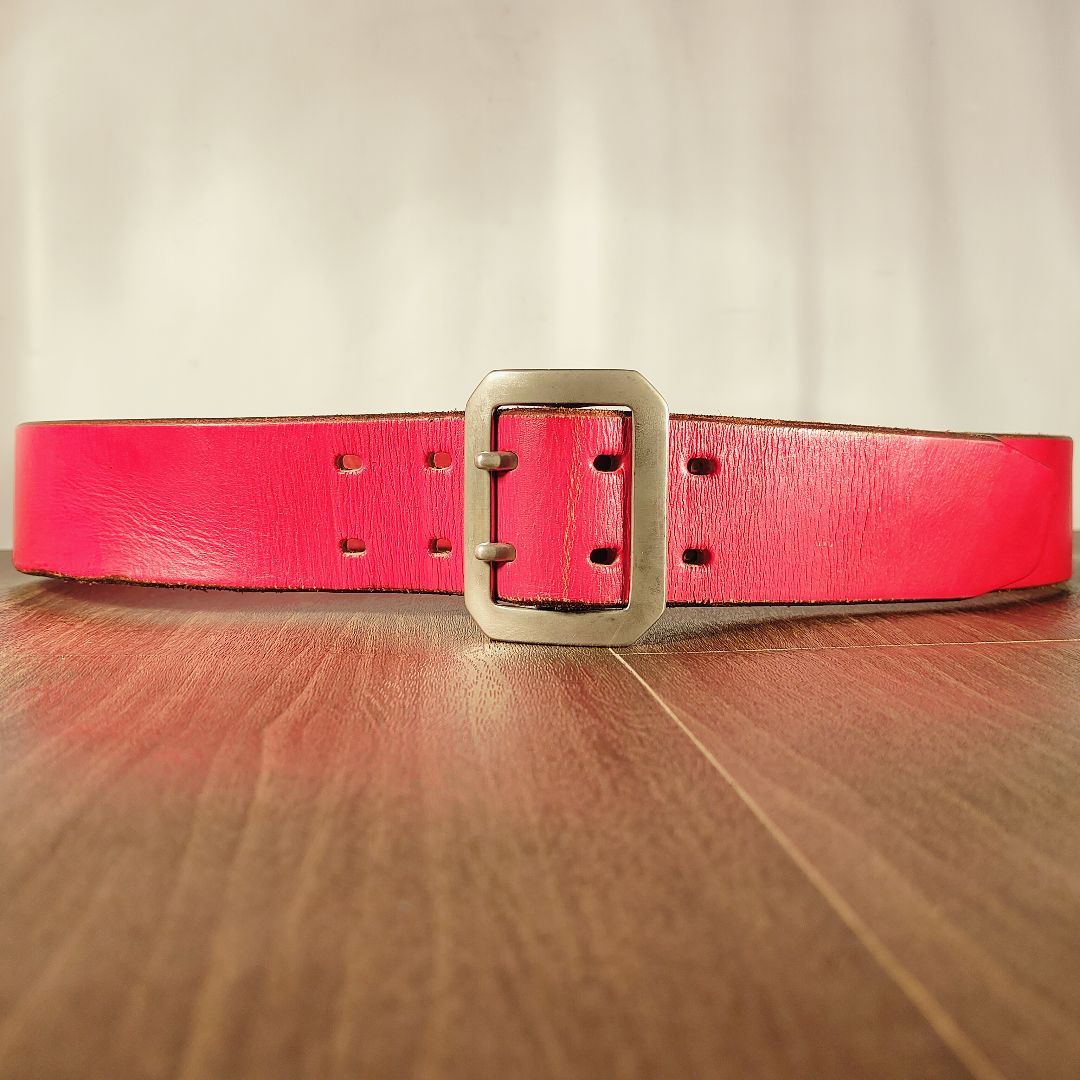 【ヴィンテージ】EVISU　恵比寿屋 高級極厚ドレスベルト 赤艶本革日本製正規品