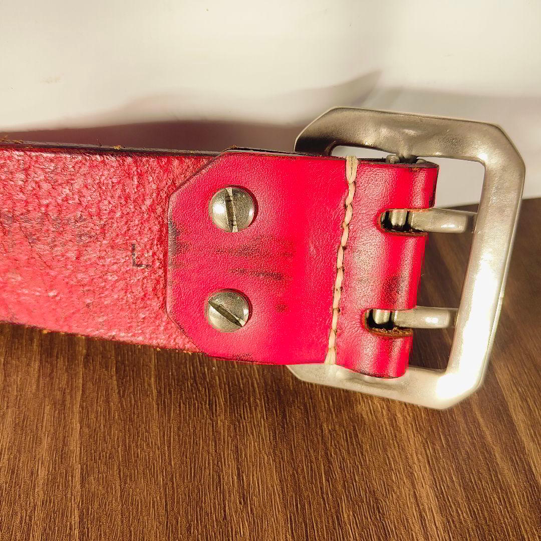 【ヴィンテージ】EVISU　恵比寿屋 高級極厚ドレスベルト 赤艶本革日本製正規品