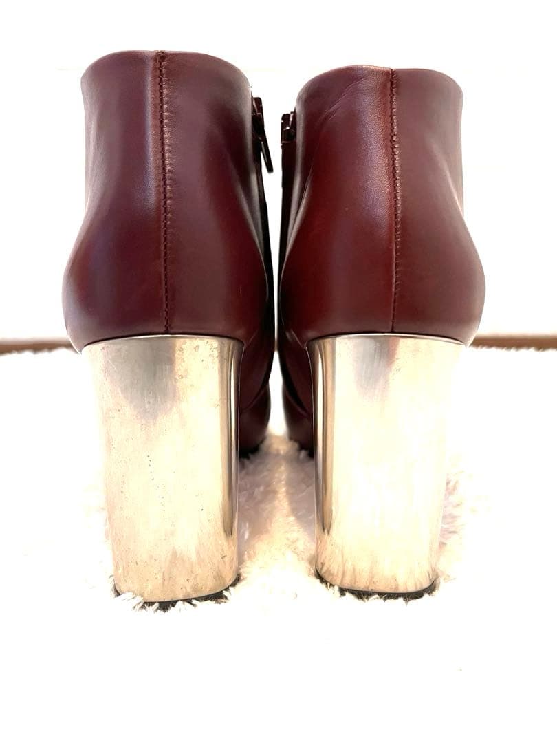 【美品】セリーヌ フィービー期 ボルドー ブーティ 36 1/2メタルヒール