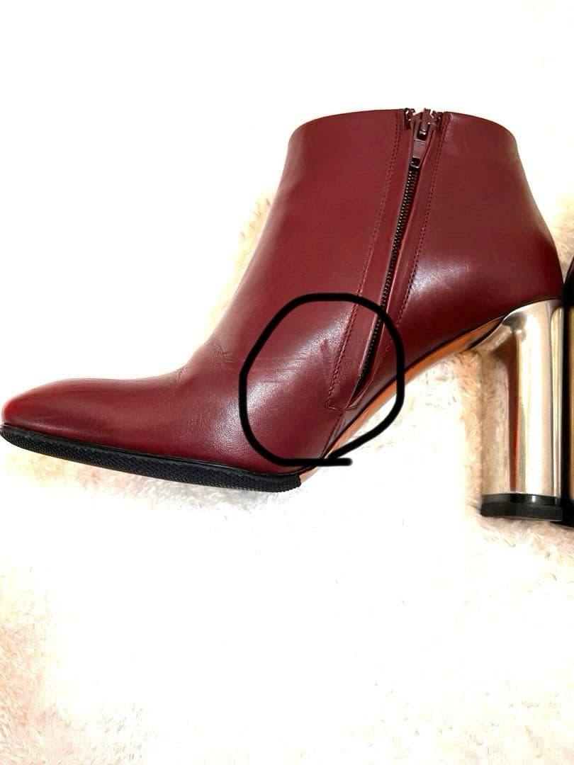 【美品】セリーヌ フィービー期 ボルドー ブーティ 36 1/2メタルヒール