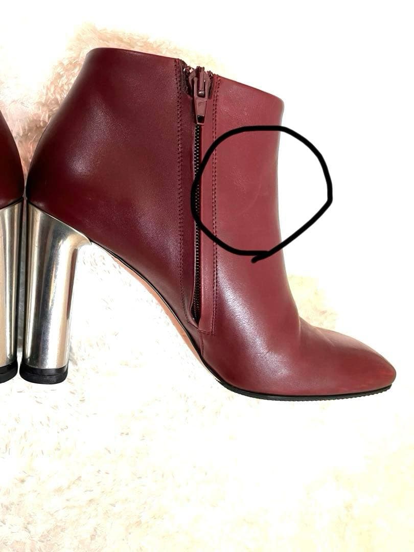 【美品】セリーヌ フィービー期 ボルドー ブーティ 36 1/2メタルヒール