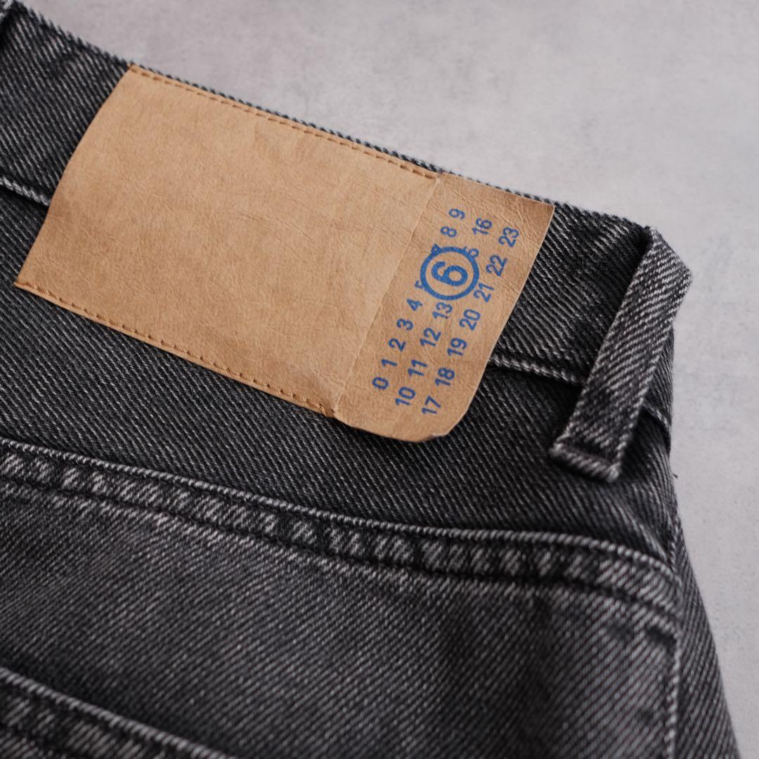 美品 MM6 ブラックデニム ラップパンツ 近年モデル ワイド 24ss