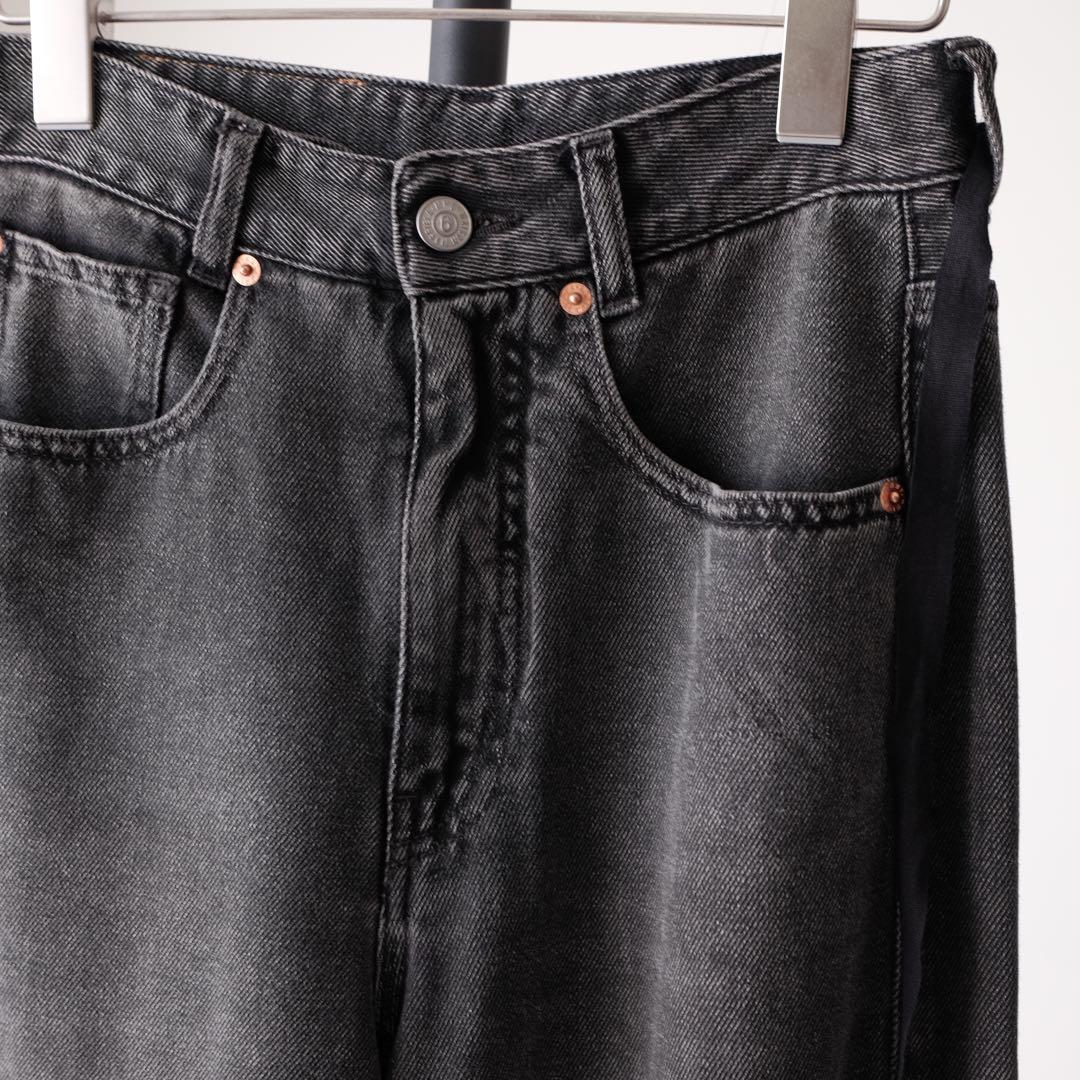 美品 MM6 ブラックデニム ラップパンツ 近年モデル ワイド 24ss