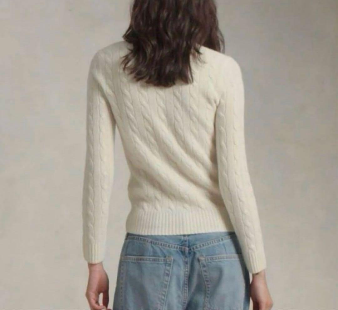 ポロラルフローレンカシミヤ混ケーブルニット　アイボリー