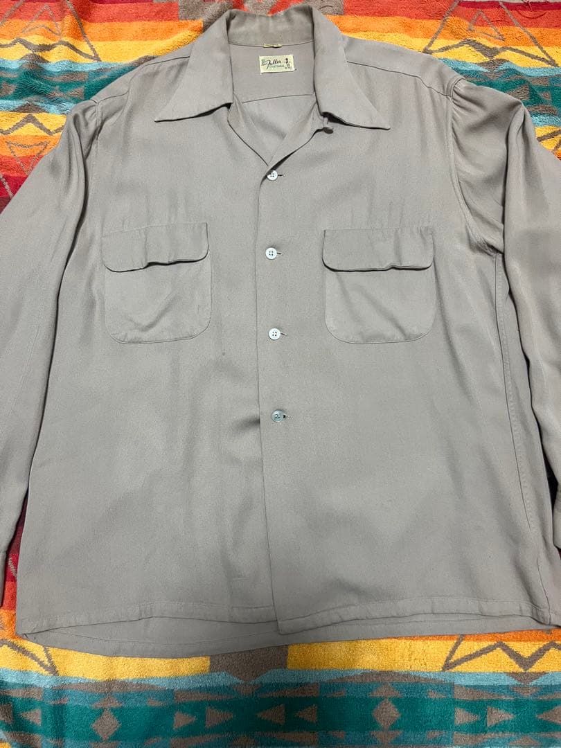 50s レーヨンギャバジンシャツ