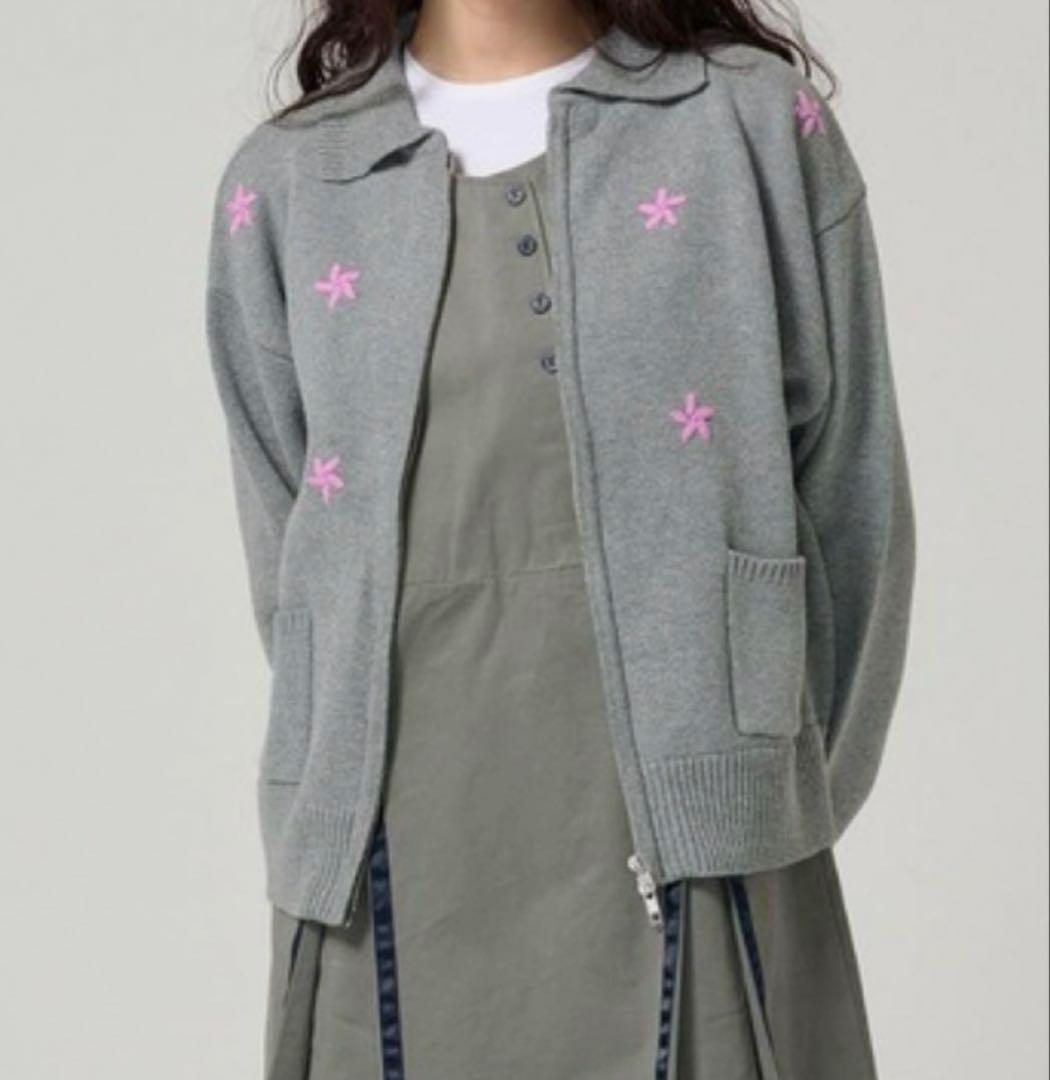 【美品】フラワー ジップアップニットジャケット TINA：JOJUN
