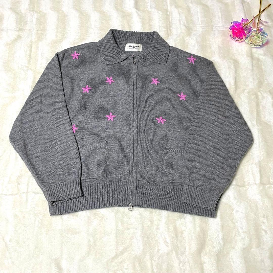 【美品】フラワー ジップアップニットジャケット TINA：JOJUN
