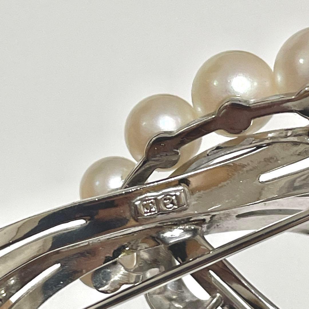 美品✨皇室御用達 ミキモト 本真珠 パール ブローチ アコヤ 5粒 2way