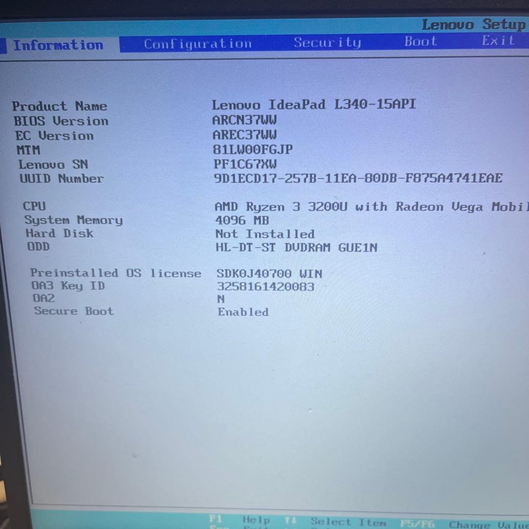 Lenovo レノボ ideapad L340 Ryzen3 ジャンク