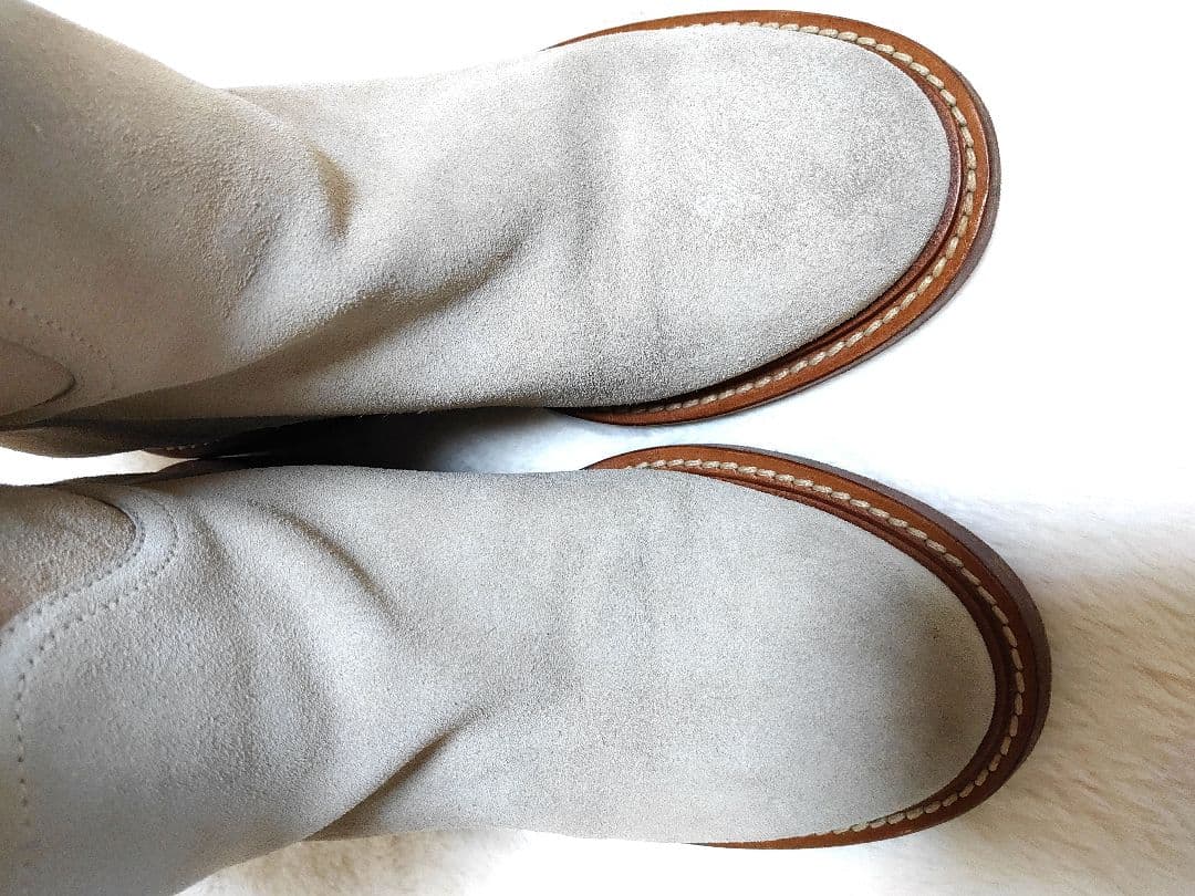 ITALY美品！CHANEL スエードレザーブーツ ベージュ38Cシャネル