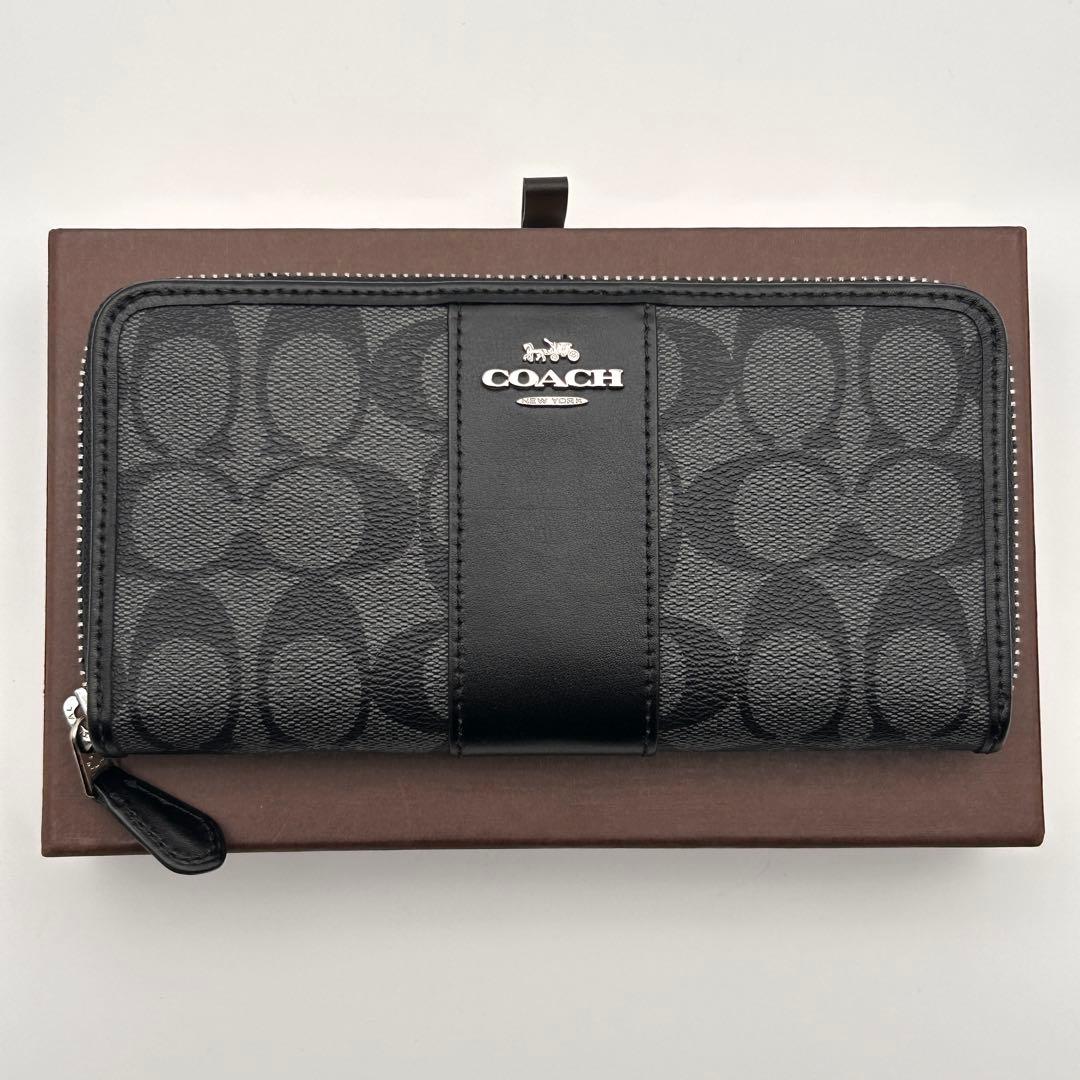 ✨極美品✨ COACH コーチ 長財布 ラウンドファスナー ブラック レザー