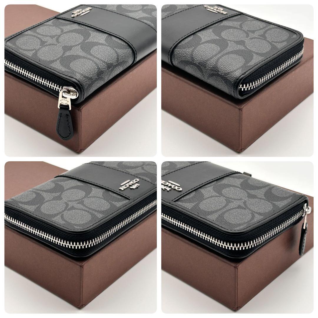 ✨極美品✨ COACH コーチ 長財布 ラウンドファスナー ブラック レザー