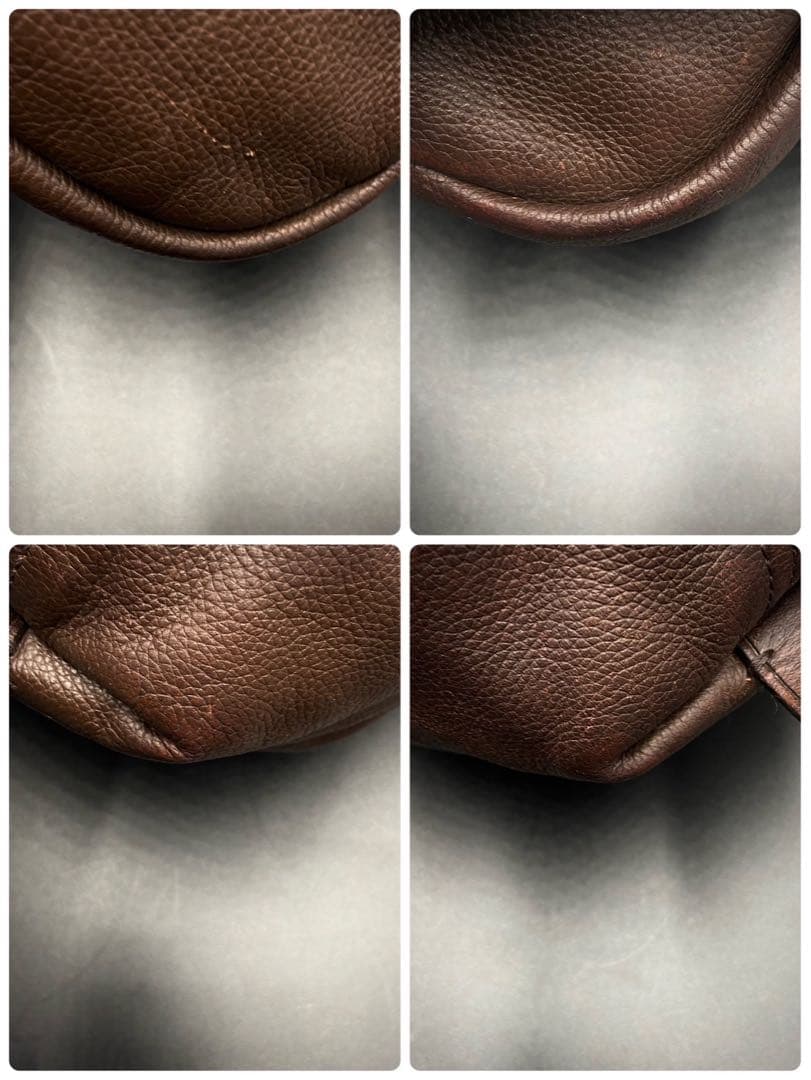 【美品】コーチ ボディバッグ ダークブラウン レザー 斜めがけ可能