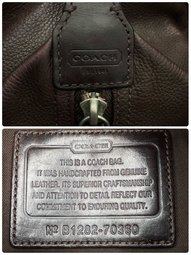 【美品】コーチ ボディバッグ ダークブラウン レザー 斜めがけ可能