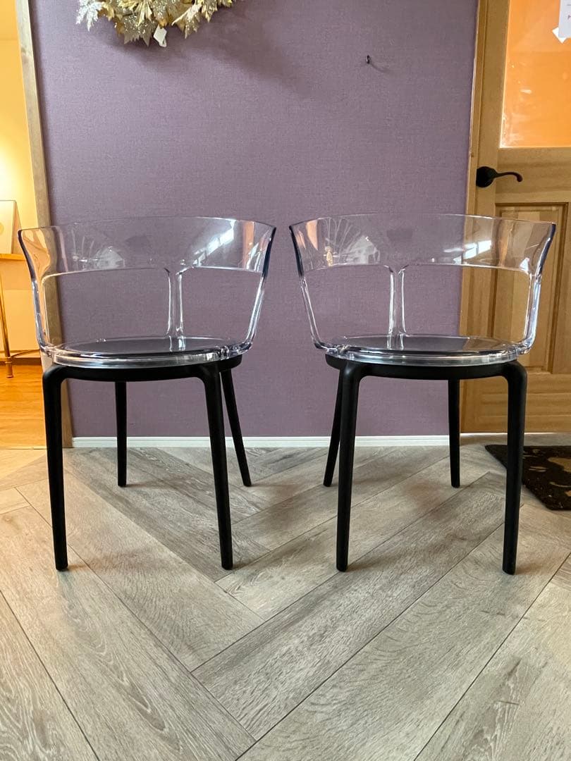 スモーク透明チェア2脚　展示品　　送料込み
