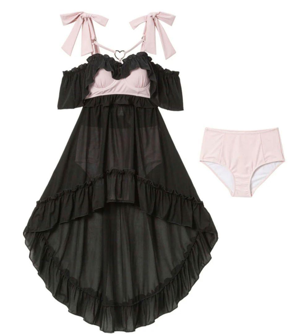 DearMyLoveハートベルトフィッシュテール6WAY水着 ピンクブラック