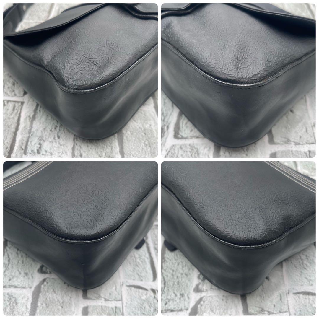 ロエベ ショルダーバッグ 斜め掛け リピート アナグラム ブラック 黒 ビジネス