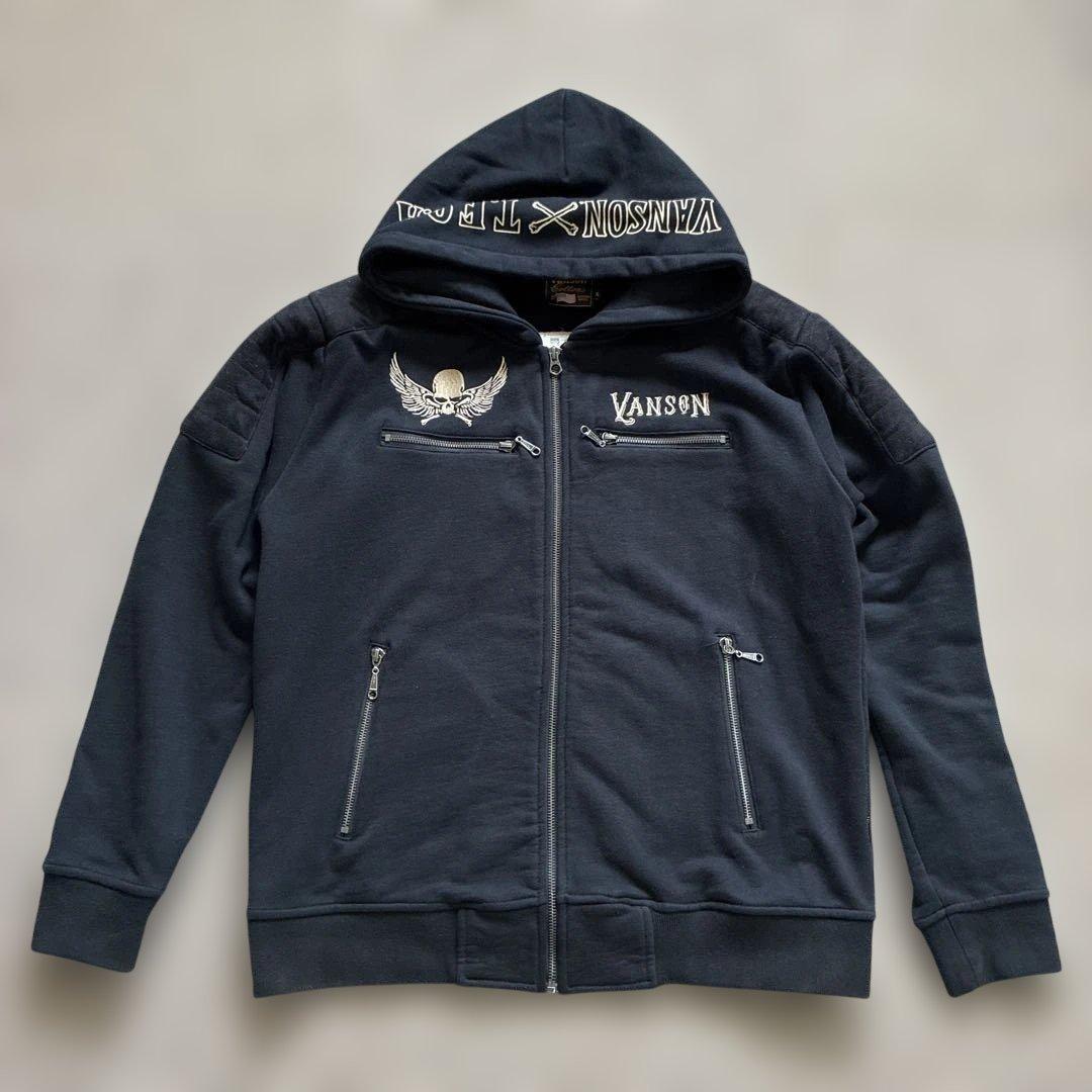 VANSON T.F.O.A スカル刺繍　スウェットパーカー XL