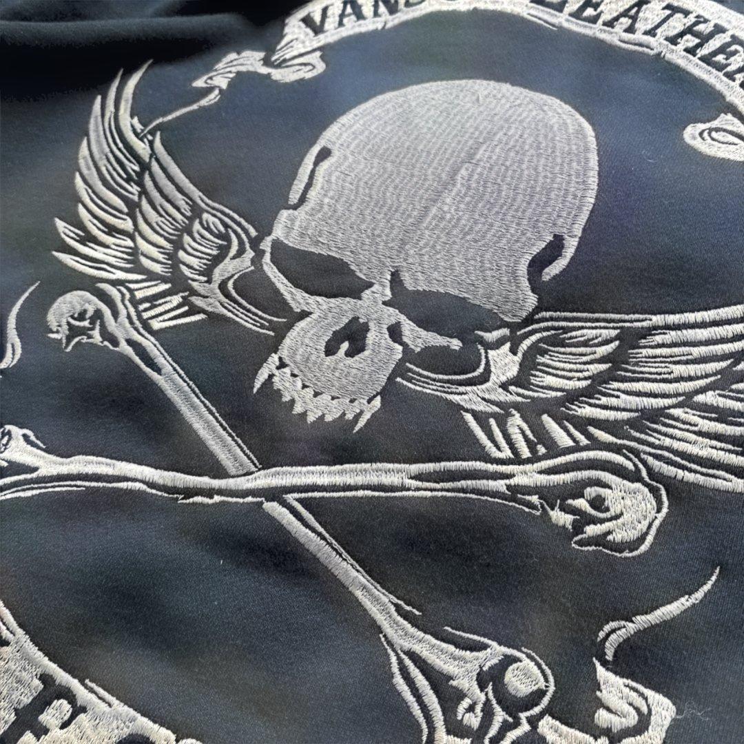 VANSON T.F.O.A スカル刺繍　スウェットパーカー XL