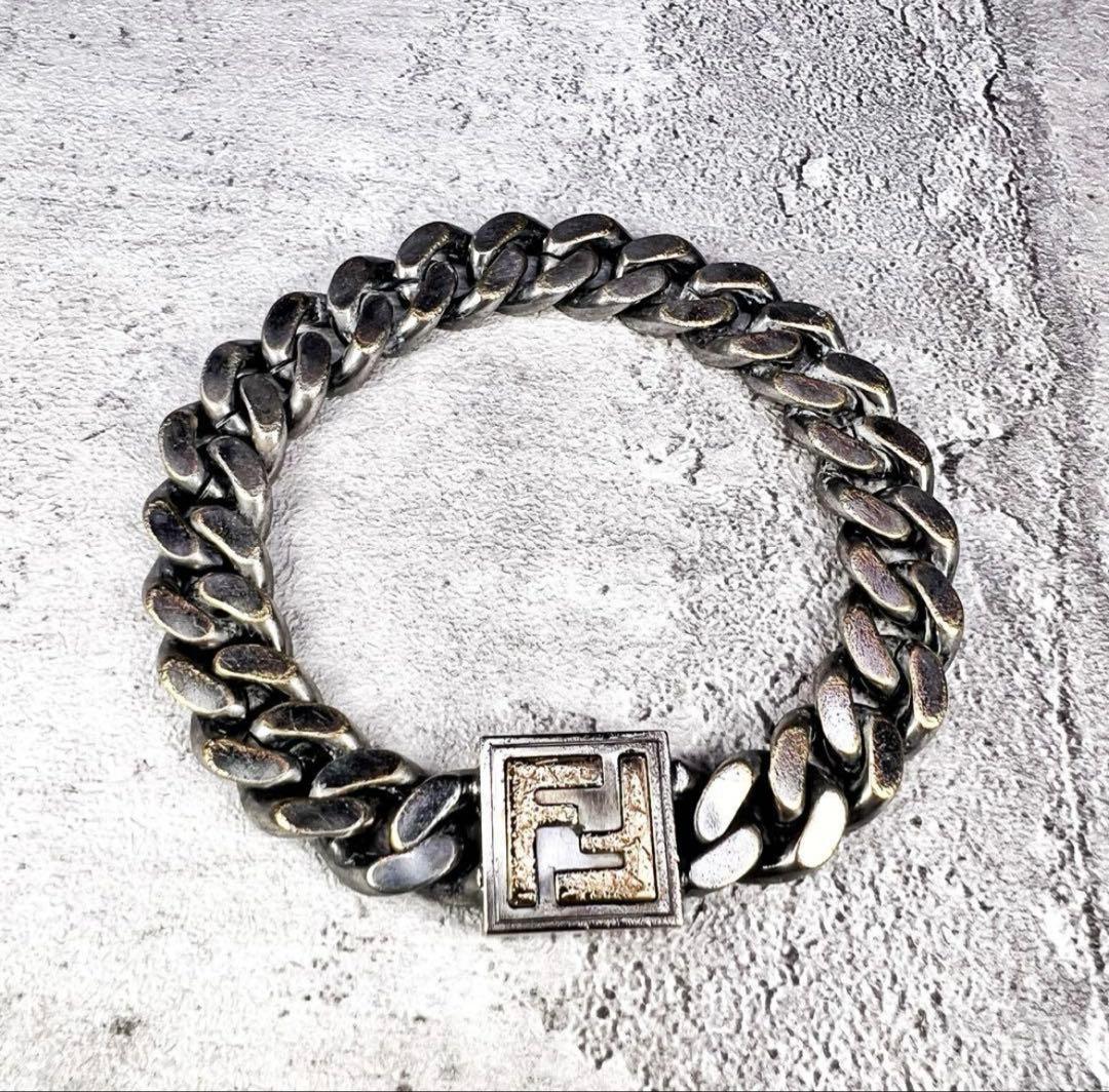 FENDI フェンディ 喜平 チェーンブレス FFゴールドロゴ Lサイズ