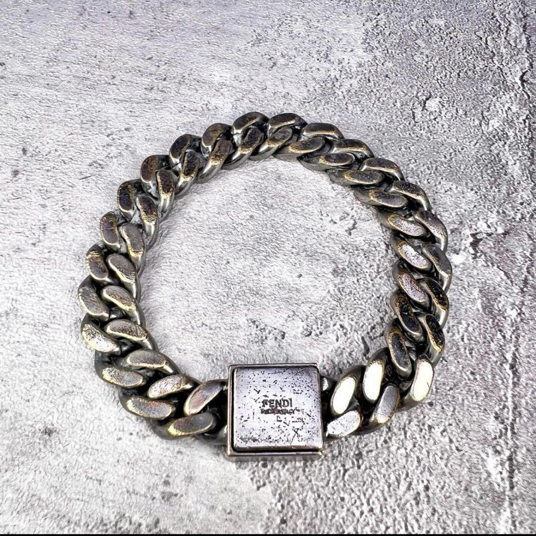 FENDI フェンディ 喜平 チェーンブレス FFゴールドロゴ Lサイズ