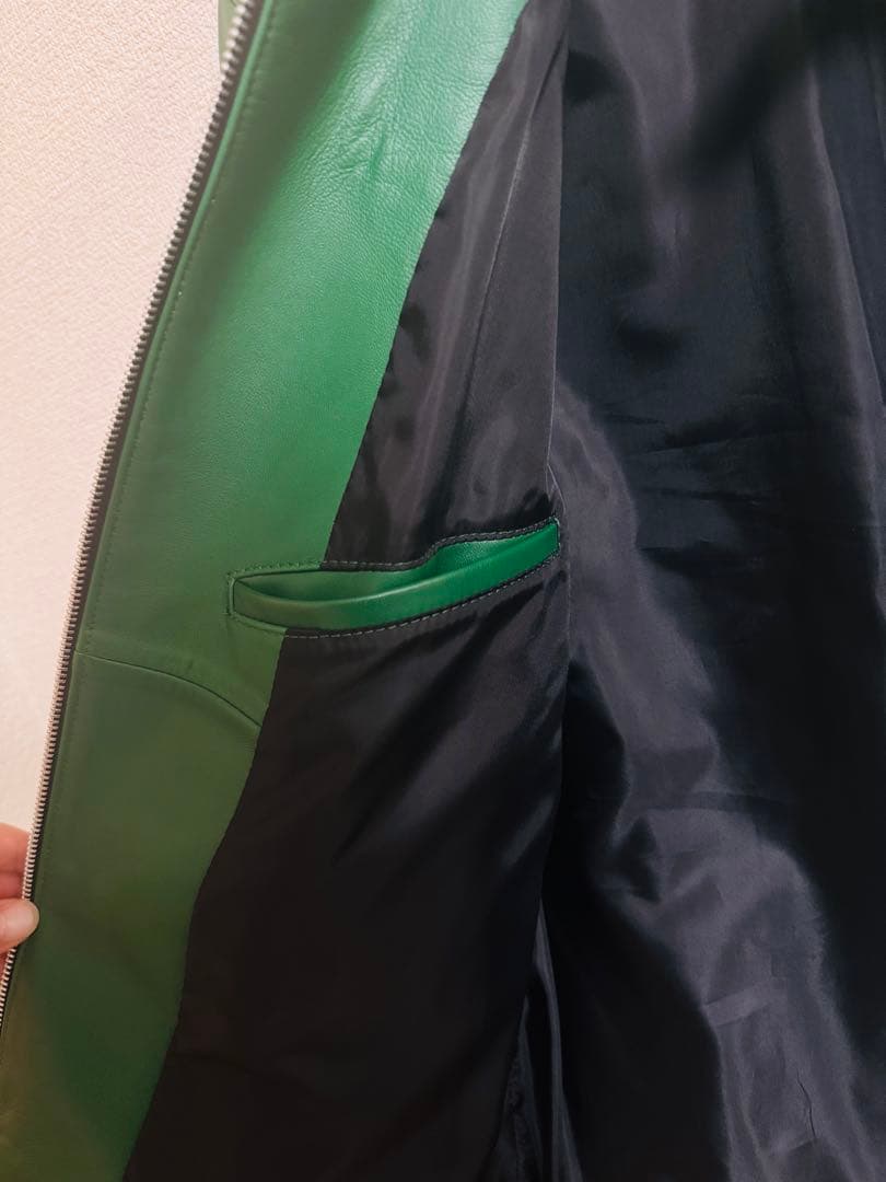 こ*迎様 【美品】ラトルトラップ シングルライダース LL 羊革 緑 シープレザ