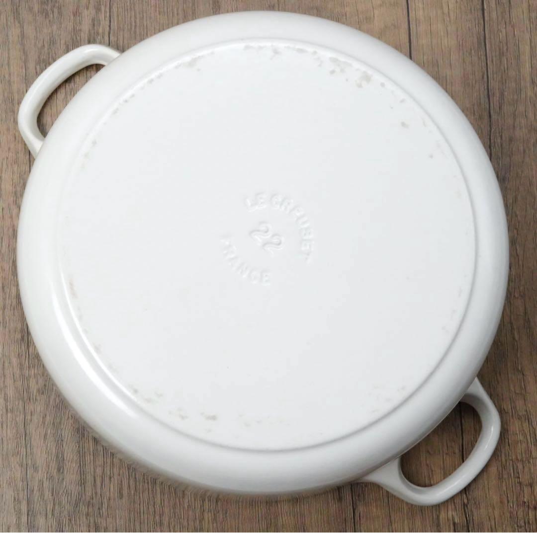 【美品】LE CREUSET　ココット ロンド ホワイト　22cm
