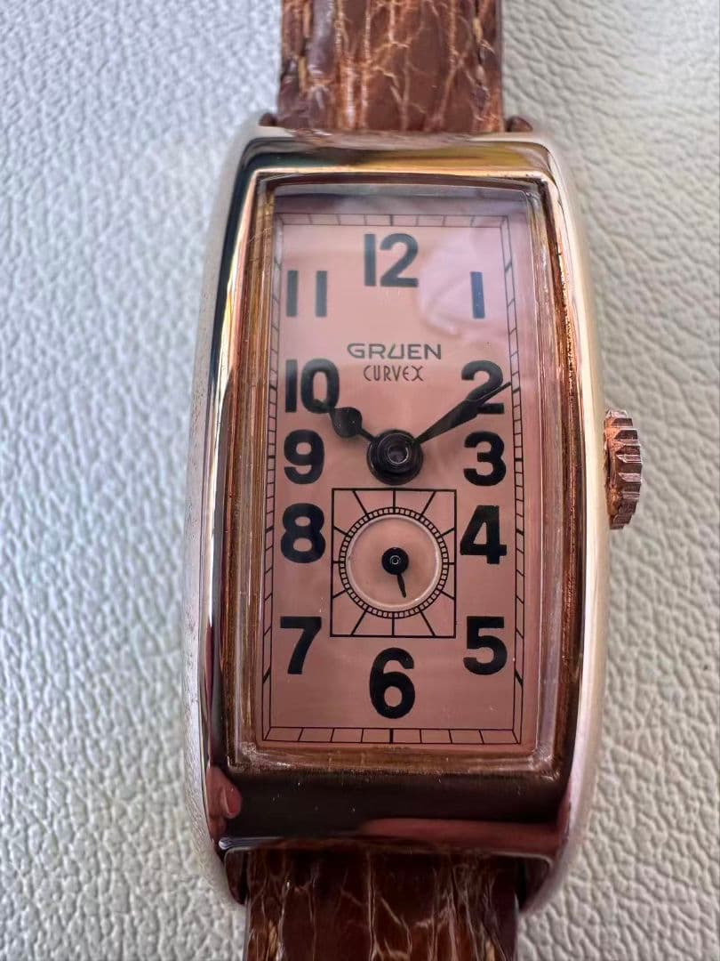 「美品」GRUEN CURVEX 腕時計 ピンクゴールド/カッパー