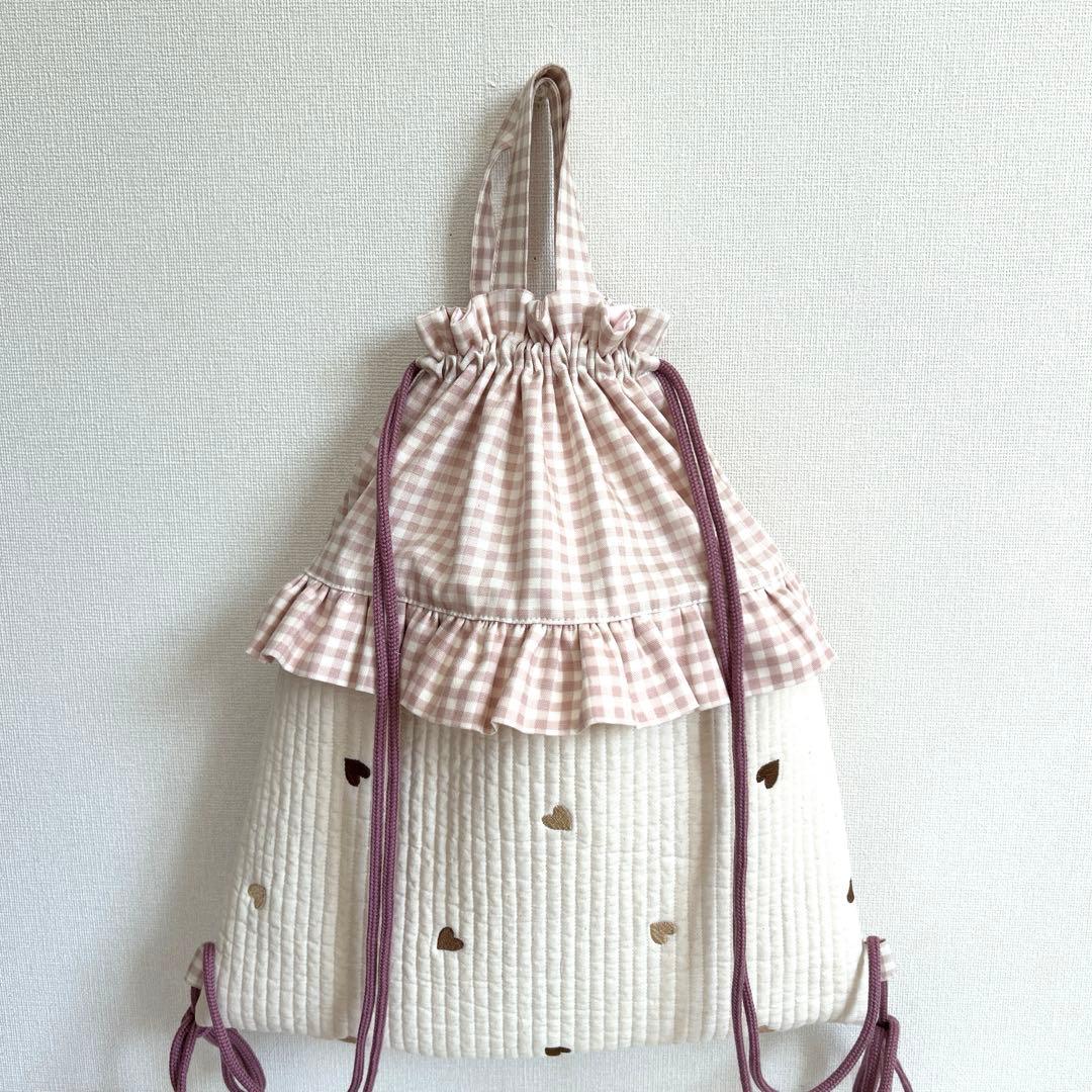 在庫セール✳︎　【ハート×くすみピンク】　3点セット➕上靴袋