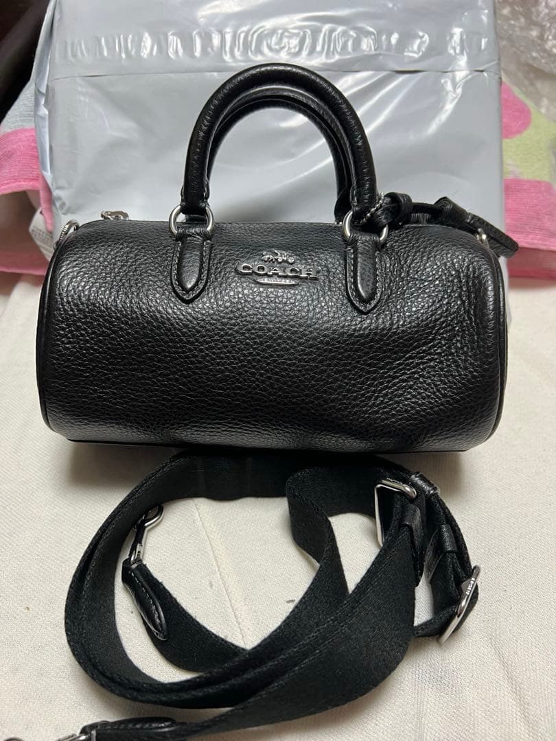 COACH ブラックレザー ハンドバッグ　ショルダーバッグ