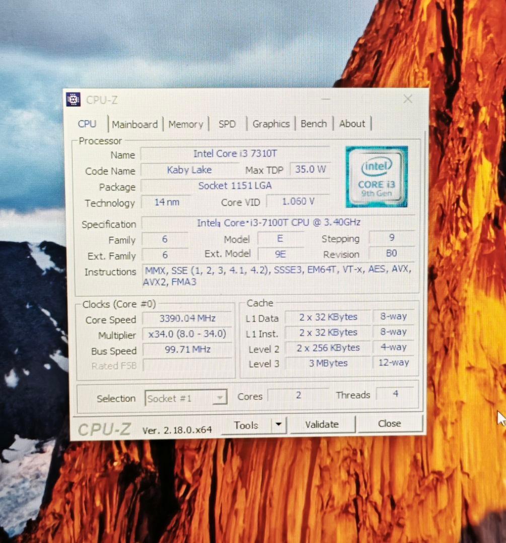 ミニPC HP EliteDesk 800 G3 i3/Ddr4 4GB/Ssd120