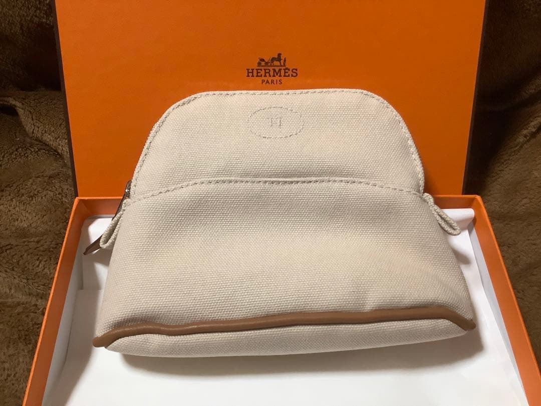 ベージュ エルメス　ボリードポーチ　ミニミニ　HERMES