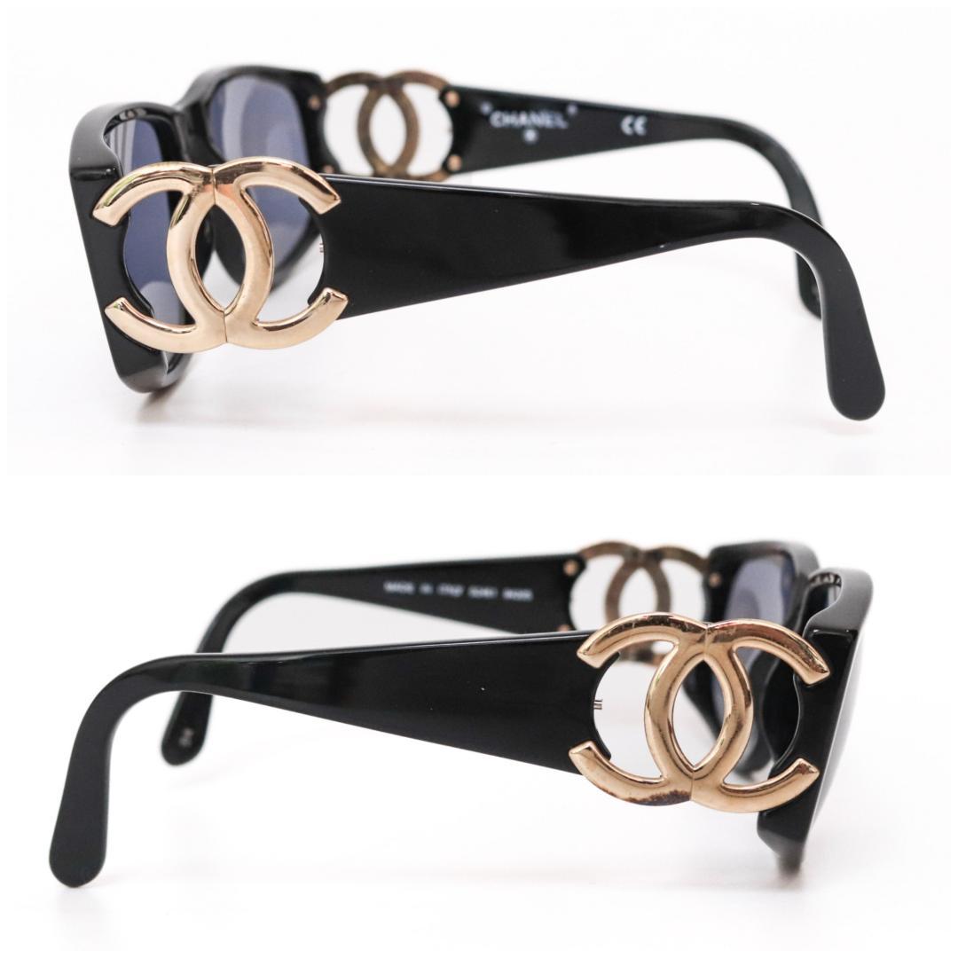 CHANEL ココマーク サングラス 黒×金 グレーレンズ ケース付 928