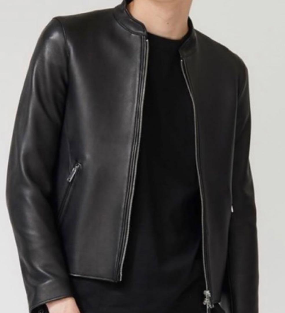 【美品】STUDIOUS シングルライダースジャケット ラムレザーブルゾン