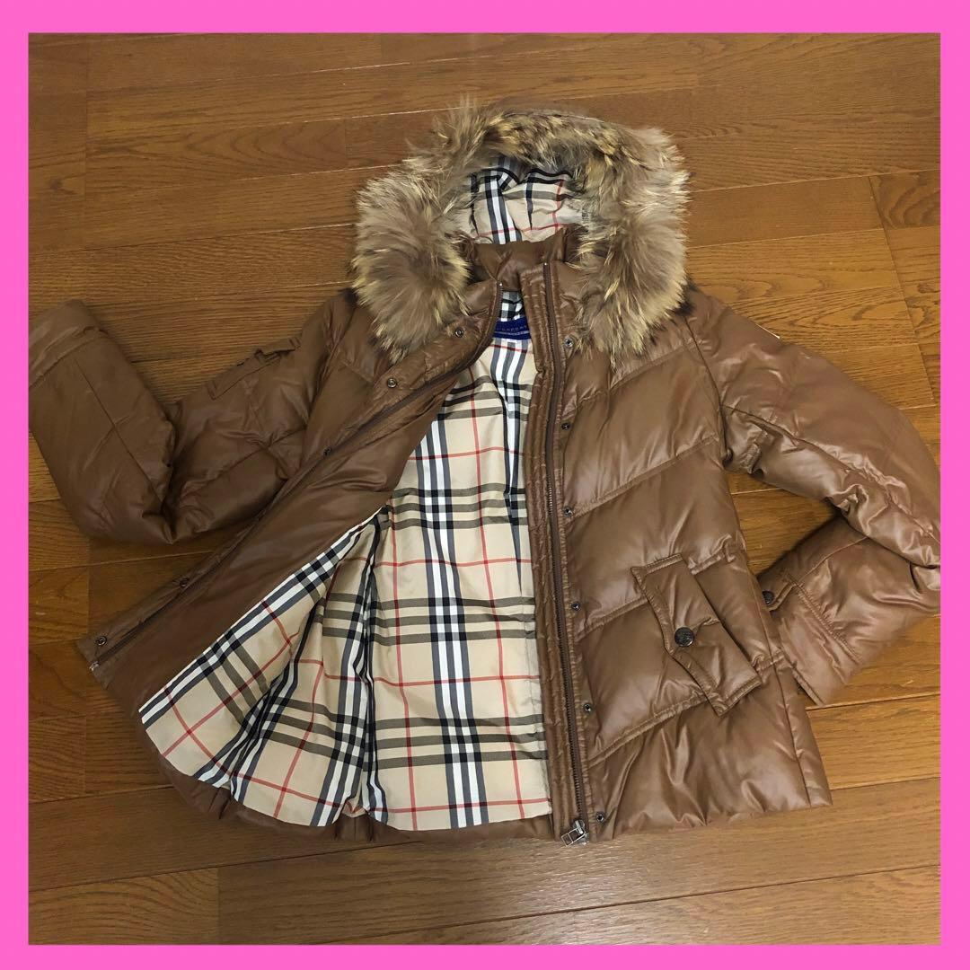 ❤️美品バーバリー　ブルーレーベルダウン❤️ノバチェックフード付ダウン