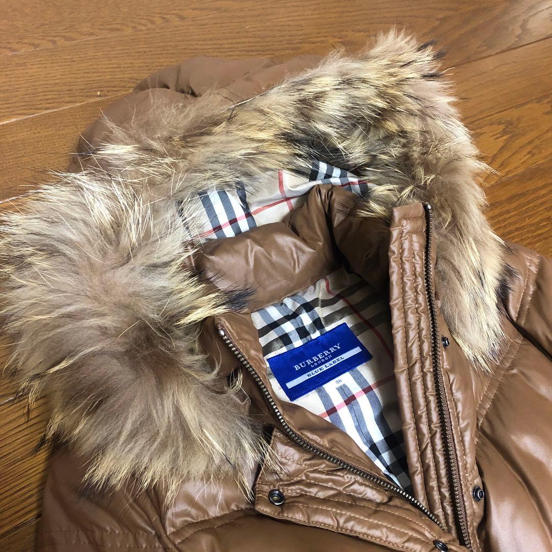 ❤️美品バーバリー　ブルーレーベルダウン❤️ノバチェックフード付ダウン