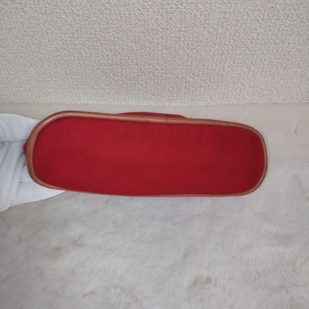【極備品】エルメス 赤いキャンバス ボリードポーチ（Hロゴ）