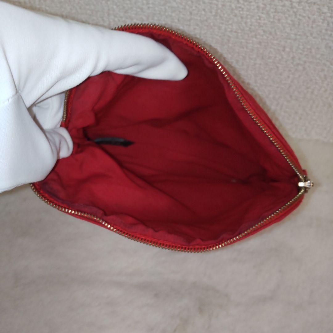 【極備品】エルメス 赤いキャンバス ボリードポーチ（Hロゴ）